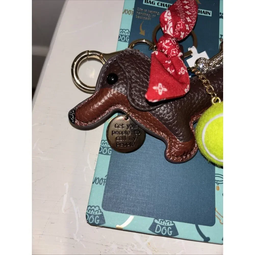 Piper K Dachshund Dog Bag Charm Key Chain Bandana Tennis Ball Bling Bone NEW